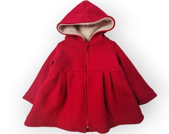 Boiled wool coat, Kids wool jacket, Boiled wool, Walkloden, Walk Jacket in virgin wool, Kids Wool clothing, Wool coat