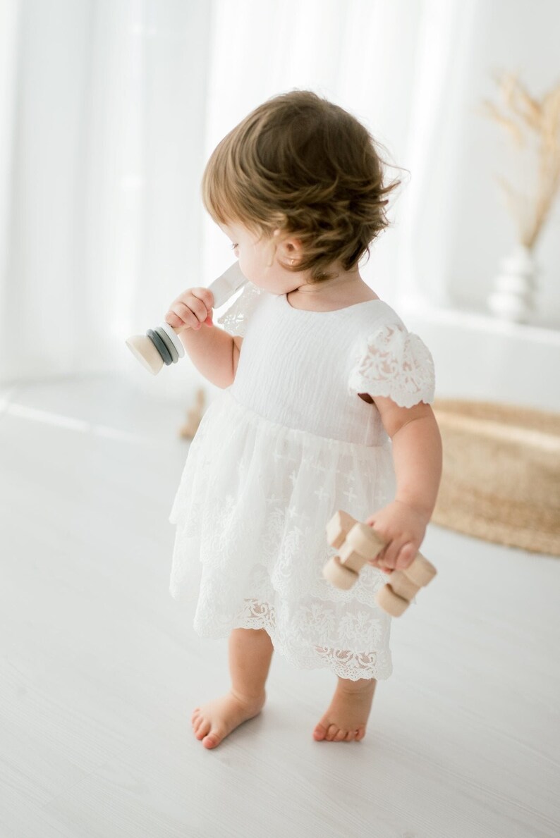White Organic Cotton Muslin Dress Baby Blessing Dress Etsy