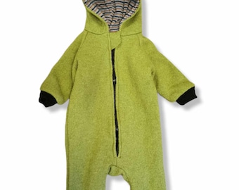 Kids Overalls 3M-4Ym Warm Wool Toddler Overall With Bear Ears Hood, Onepiece Unisex Zip Up Coverall, Baby Snowsuit Fully Lined, Pram Suit