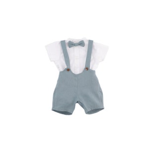 Roupa de portador de anel de linho para meninos, traje de casamento com gravata borboleta, roupa formal para meninos, roupa infantil de pajem, terno de linho para cavalheiro