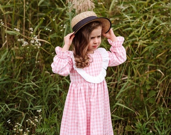 Rosa Baby Mädchen Kleid, Rüschen Ärmel Mädchen Kleidung, Taufe Kleid, 1. Geburtstag Kleid, Kleinkind Kleid, Baumwolle Herbst Frühling Kleid