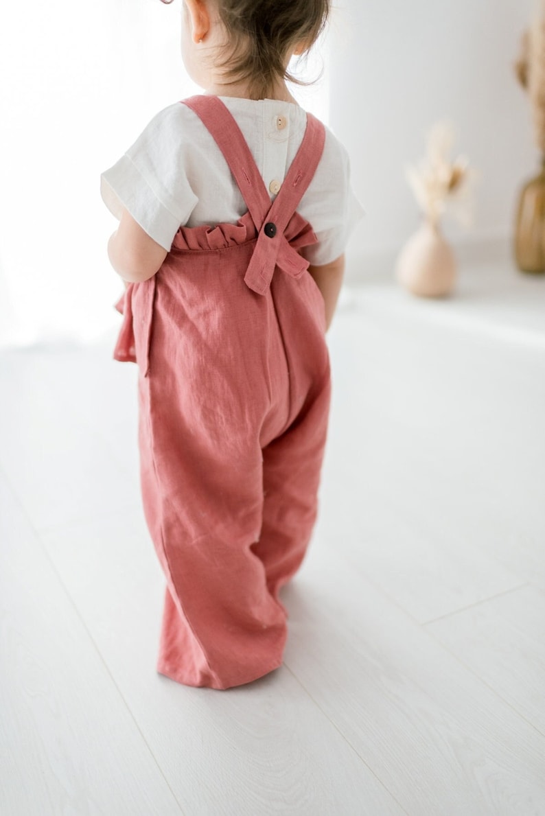 Prewashed linen jumpsuit with ruffles image 2