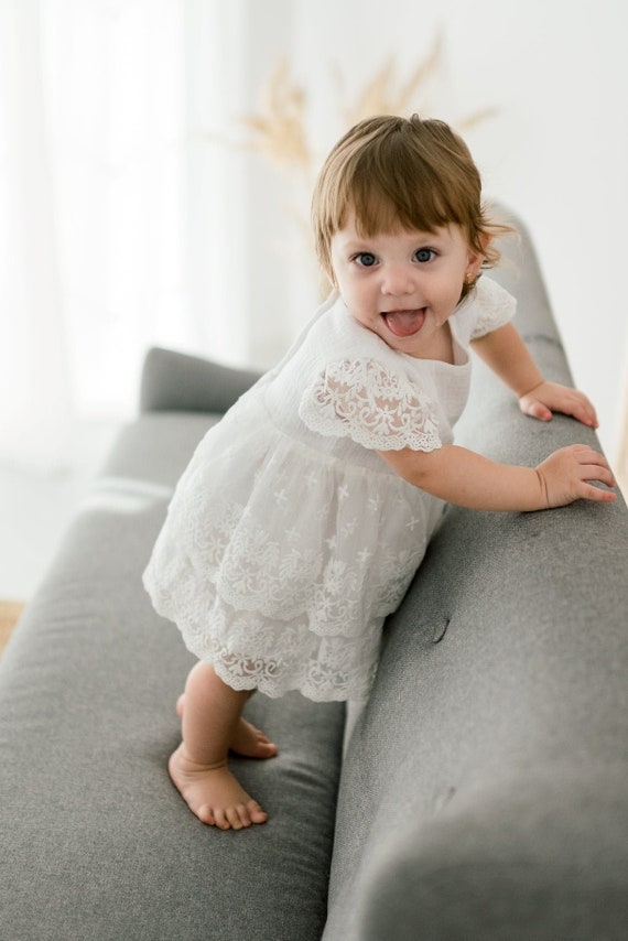 dress baby classic Personalized Baby Girl Dress with Button Bib – 100% Cotton main image 1