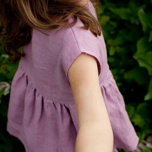 Girl's Linen Tunic, linen Tunic for kids, Vegan Fabric, Lightweight Summer Style, Stonewashed Linen image 4