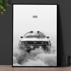 Machine à remonter le temps Delorean, inspiré de Retour vers le futur, poster imprimable.
