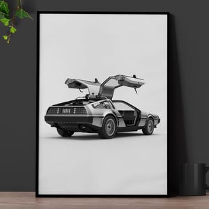 Inspiré de Delorean « Retour vers le futur », affiche imprimable de la machine à remonter le temps.