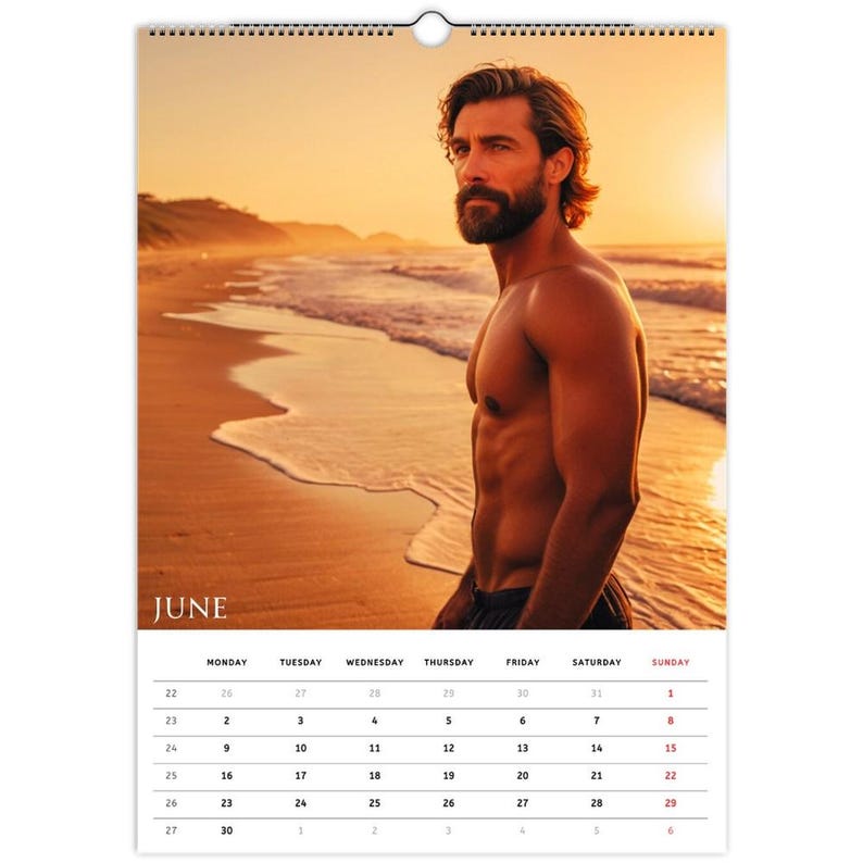 Dream of Hot Bearded Dudes Wall Calendar A4 A3 2025 Strength Nature