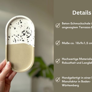 Set Ovales Terrazzo Tablett Schmuckschale Beton Minimalistische Deko Untersetzer Ablage für Schlüssel Boho Heimdeko Aesthetic Bild 5