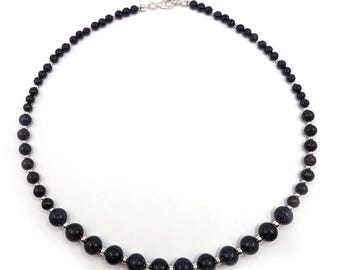Sunstone 925 Silver Necklace – Handmade – Max 48 cm