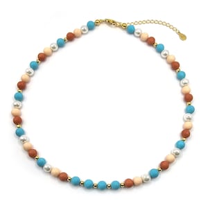 Gold Plated Silver Necklace with Mallorca Pearls