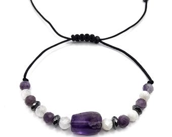 Wassermann Sternzeichen Armband - Amethyst, Mondstein, Hämatit