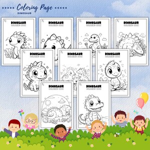 40 Coloring Pages Kids, Dinosaur Printables, Activities for Kids