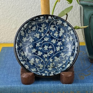 Vintage Kotobuki Japan Blue and White Vine Scroll Ceramic Dipping Sauce Dish