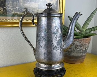 Art Deco Era Grand Silver Co. Wearbrite Nickel Silver Teapot, Vintage Footed Tea Server, Coffee Kettle