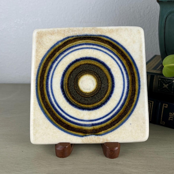 Vintage Evangel Ceramic Trivet, Mid Century Modern Studio Pottery, Retro MCM Tile
