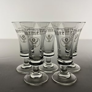 Vintage Set of 5 Jägermeister Cordial Glasses, Shot, Barware, Herbal Liqueur, Stag, Germany, Chilled, On The Rocks, Jagerbombs, Drinking