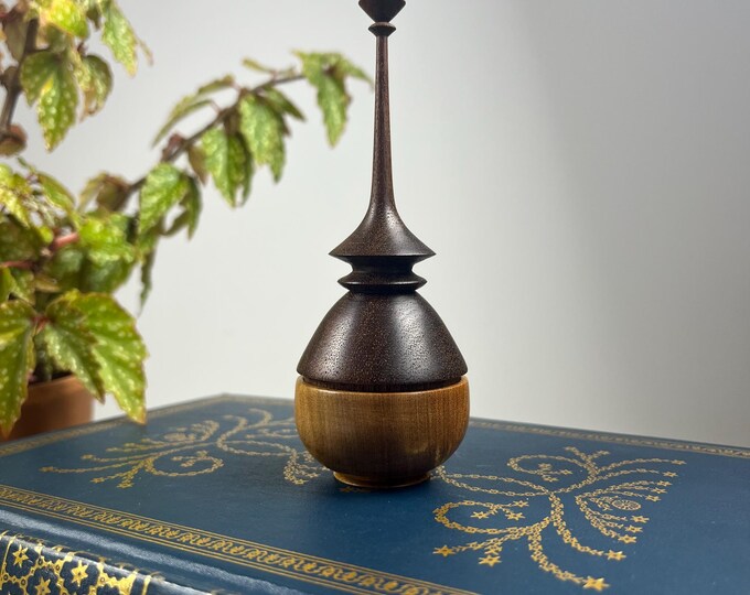 Hand-turned Two-toned Wooden Finial Box, Stash Box, Ring Box, Earring ...