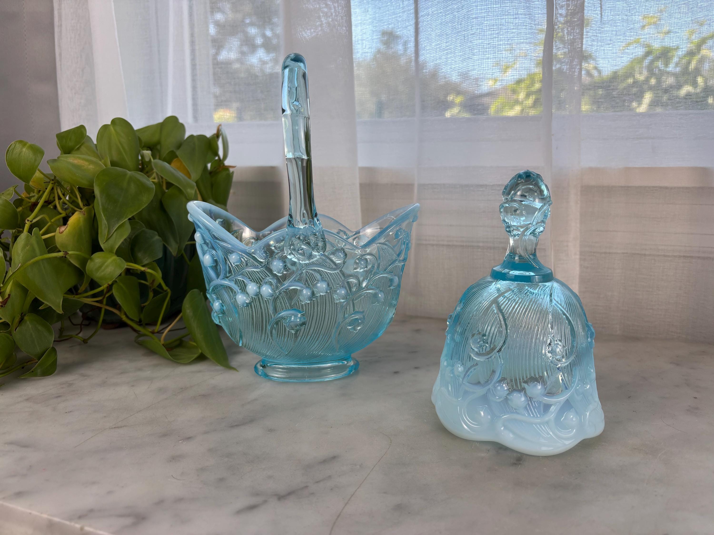 Fenton Blue Basket - Etsy