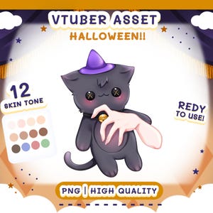 Halloween Vtuber Asset - Hand holding Black cat