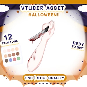 Halloween Vtuber Asset - Hand holding knife