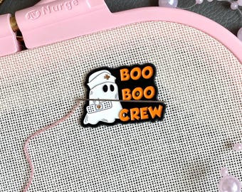 Aide-aiguille en émail Boo boo crew, aimant d'aiguille fantôme, porte-aiguille d'Halloween, gardien d'aiguille d'horreur, aide-mémoire de couverture drôle, outils de broderie