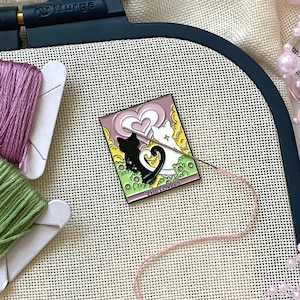 Aide-mémoire d'aiguilles en émail pour cartes de tarot des amoureux, aimant d'aiguille de chats, garde-aiguille de sorcière, point de croix, travaux d'aiguille, travaux d'aiguille, broderie