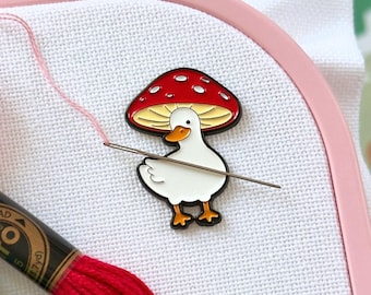Mushroom Duck Needle Minder, Funny Needle Keeper, Needle Holder, Needle Nanny, Cross Stitch, Embroidery, Needlepoint, Needlework