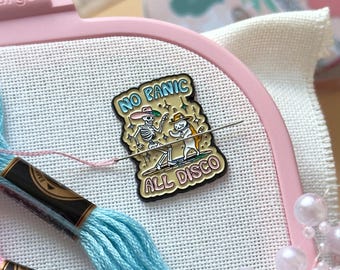 Funny Needle Minder, No Panic All Disco Magnetic Needle Holder, Cross Stitch Accessory, Embroidery Tool, Gift for Stitcher