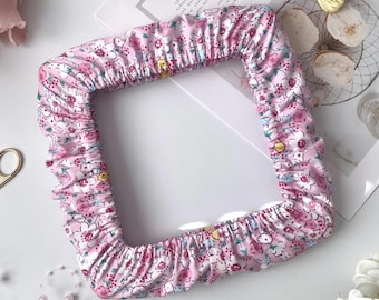 Floral Grime Guard for Q Snap and Nurge Hoop, Cross Stitch Hoop Cover, Pink Embroidery Frame Protector, Gift for Stitcher