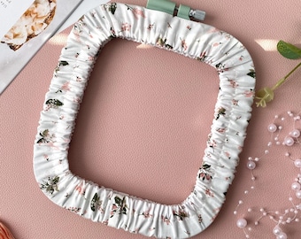 White Floral Grime Guard for Nurge and Q-Snap, Cross Stitch Hoop Cover, Nurge Hoop, Embroidery Protector