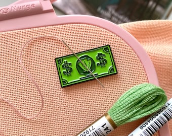 Green Dollar Needle Minder, Money Needle Magnet for Cross Stitch, Funny Magnetic Needle Holder, Needle Nanny, Needle Keeper, Cover Minder