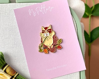 Owl Needle Minder for Cross Stitch, Magnetic Needle Holder for Embroidery, Cute Woodland Owl Needle Keeper