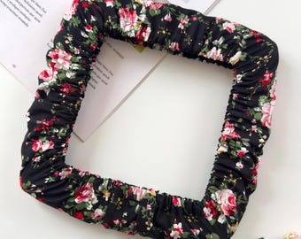 Dark Floral Grime Guard for Cross Stitch, Hoop Cover for Nurge & Q-Snap, Embroidery Fabric Protector, Stitching Gift