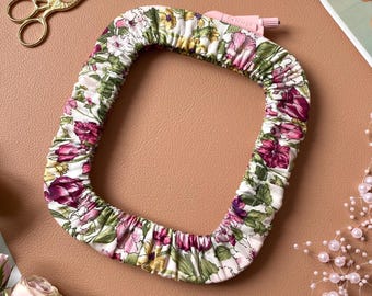 Floral Grime Guard for Q-Snap and Nurge Hoop, Cross Stitch Hoop Cover, Embroidery Frame Protector, Fabric Hoop Cover