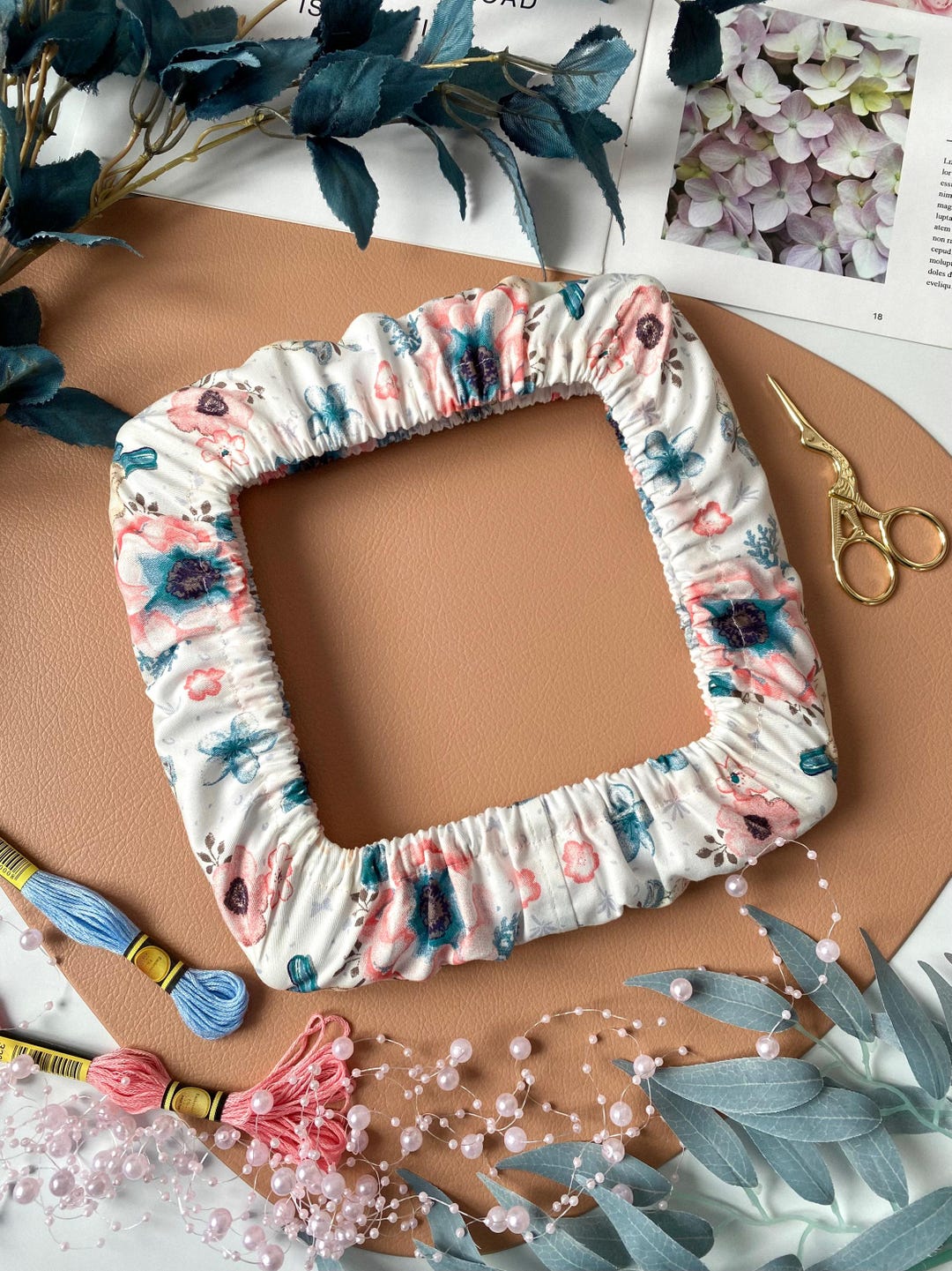 Floral Grime Guard for Cross Stitch, Hoop Cover for Embroidery, Nurge ...