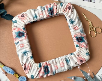 Floral Grime Guard for Cross Stitch, Hoop Cover for Embroidery, Nurge Hoop and Q Snap Fabric Protector