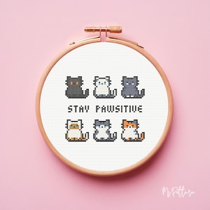 Cats cross stitch pattern, Easy cross stitch PDF, Cross stitch chart, Cat lover gift pattern, Instant download, Small funny cats, Embroidery