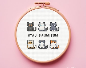 Cats cross stitch pattern, Easy cross stitch PDF, Cross stitch chart, Cat lover gift pattern, Instant download, Small funny cats, Embroidery