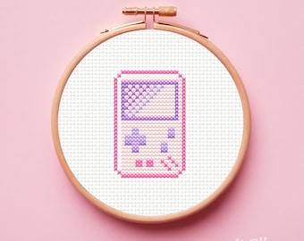 Game Boy cross stitch pattern, Retro cross stitch, Console cross stitch, PDF, Counted cross stitch, Mini cross stitch, Pixel cross stitch