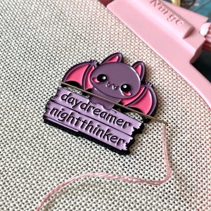 Daydreamer nightthinker needle minder, Bat needle minder magnet for cross stitch or embroidery, Cute needle keeper, Needle holder, Accessory