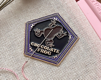 Chocolate frog needle minder, Wizard frog needle magnet, Harry Potter enamel needle minder, Needle minder mystery, cross stitch gifts