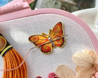 Van Gogh Butterfly Needle Minder, Magntic Needle Holder for Cross Stitch, Cute Needle Magnet, Needle Nanny for Embroidery, Stitcher Gift