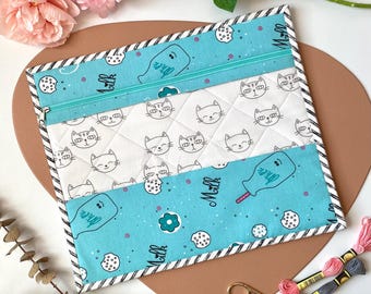 Tas voor kruissteekprojecten, borduurtas met ritssluiting, opberger voor gewatteerd handwerk voor naaibenodigdheden