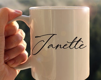 Tazza personalizzata Testo personalizzato Regalo Carattere di sublimazione personalizzato Bianco nero