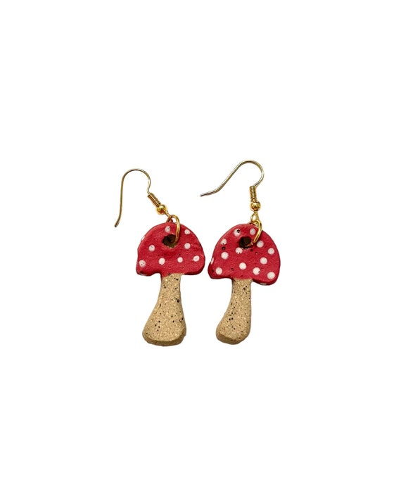 Handmade Clay Mushroom Earrings