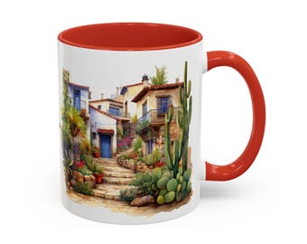 Mexico Hacienda Coffee Mug: Watercolor Art, Travel Gift