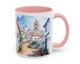 Guarda Portugal Coffee Mug: Scenic Watercolor Design