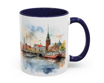 Hamburg Watercolor Mug: Iconic Landmarks, Travel Keepsake