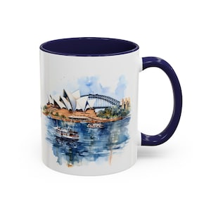 Sydney Travel Souvenir Mug: Stunning Watercolor Views of Opera House & Harbour Bridge in 11oz or 15oz – Perfect Gift for Wanderlust Lovers!