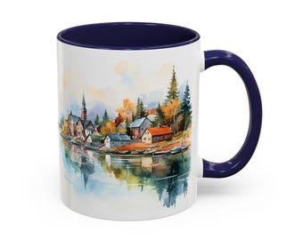 Jyväskylä Finland Mug: Scenic Watercolor Nordic Design, Personalized Coffee Cup